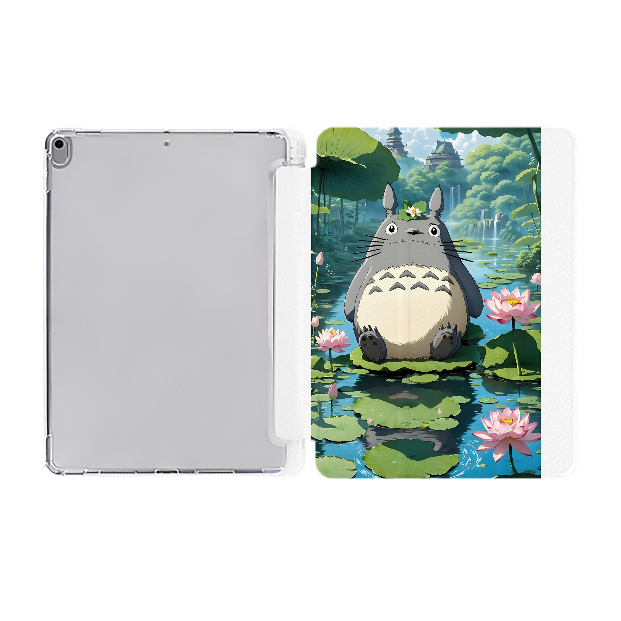 （画像用） となりのトトロ 草壁メイ 草壁サツキ My Neighbor Totoro Satsuki Kusakabe Mei Kusakabe IPad ケース ペン収納付き 三つ折りスタンド PUレザー×シリコン 対応機種9.5/10.5/10.9インチ